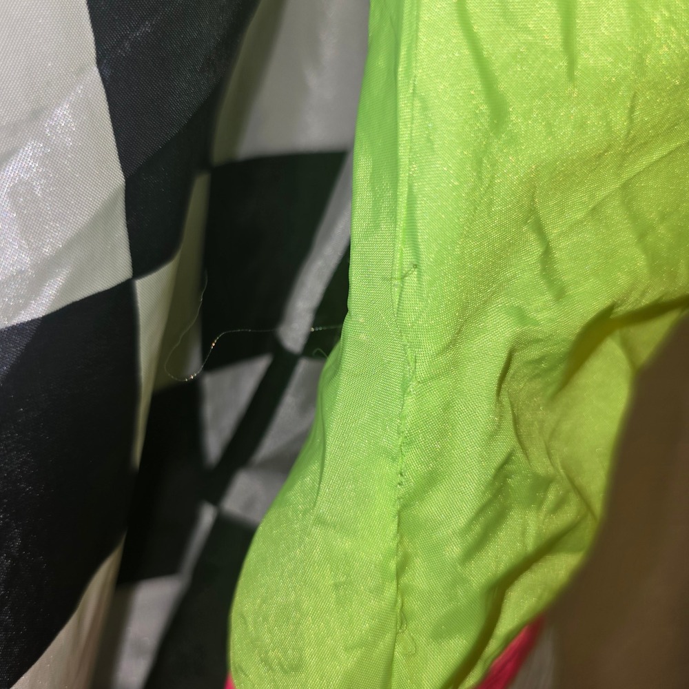Hotdogger USA Windbreaker Small Neon Green Pink Checkered Retro 90s Jacket - Picture 8 of 11